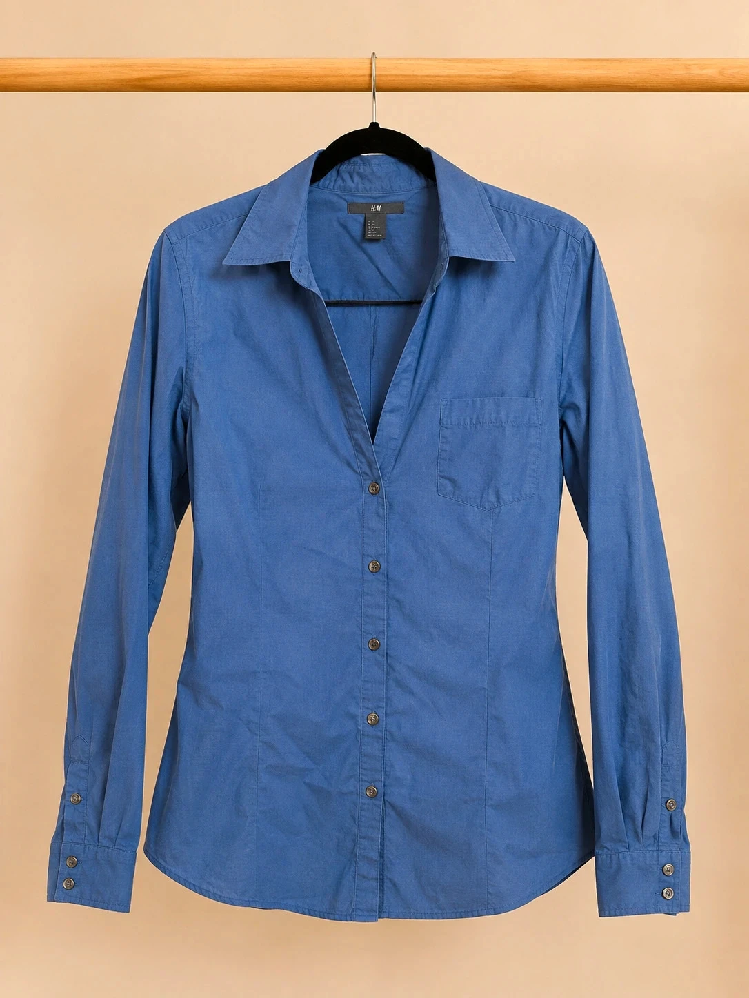 Chemise H&M Easy Iron bleue manches longues coton T38/40 M